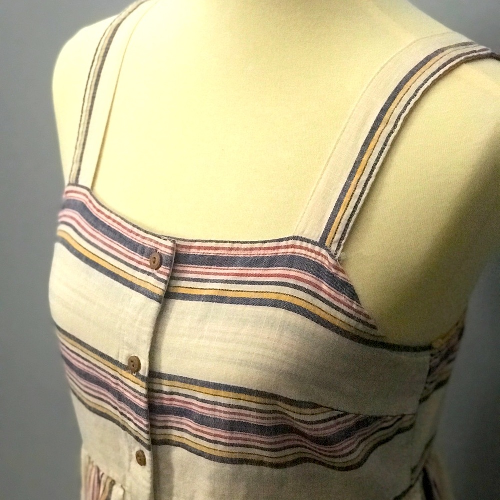 Cute Multi Colored Dual Pockets Striped Sun Dress from the brand SO Size Medium